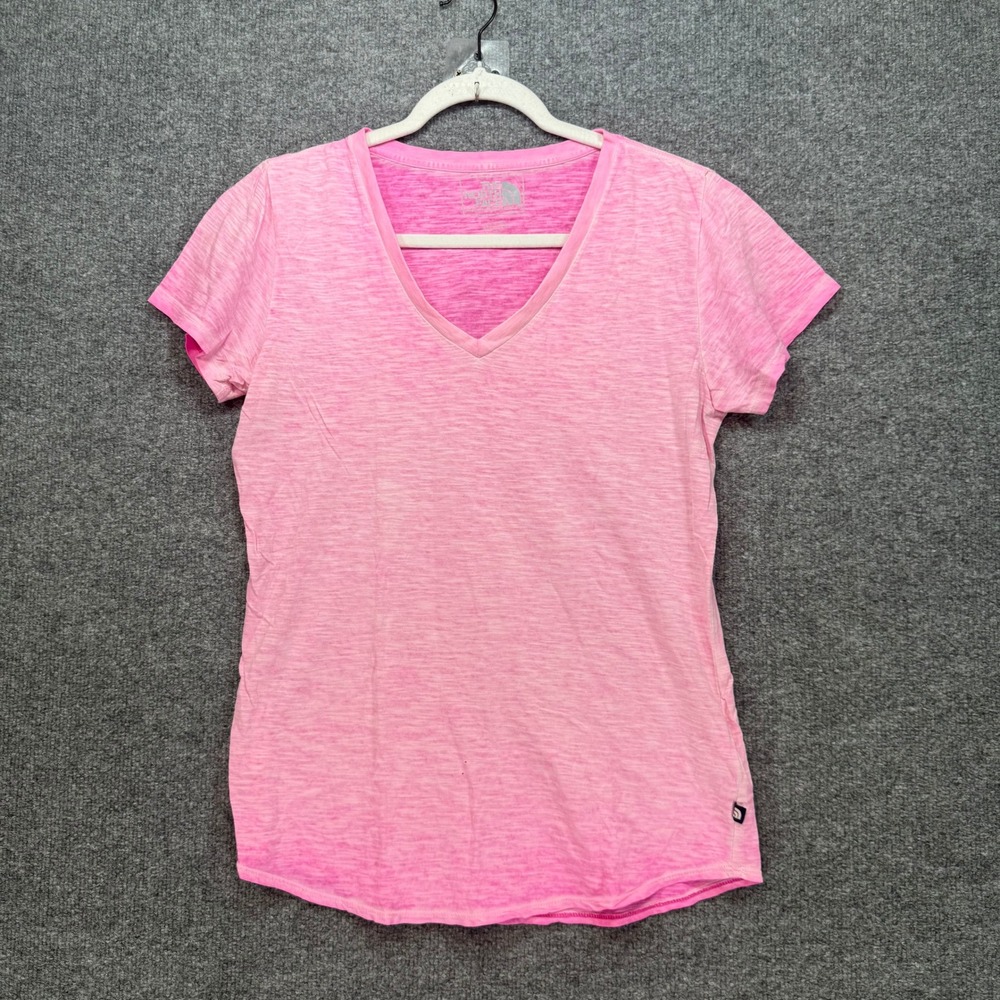The‎ North Face Tshirt Women Medium Pink Vneck Slub Knit Outdoor Activewear Tee